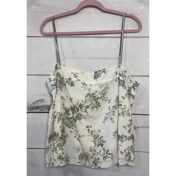 Antonio Melani Size XL Tank Cream Green Floral Sleeveless Chic Preppy - Picture 1 of 5